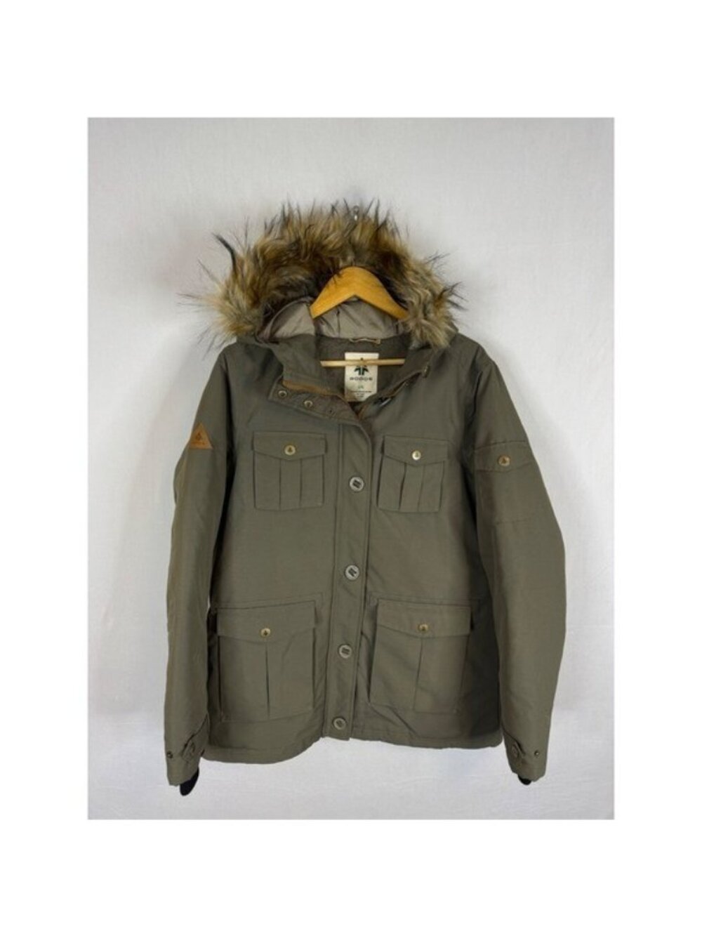 Woods Laila Down Parka Dark Taupe Faux Fur Hood Jacket WW4500F15 Large